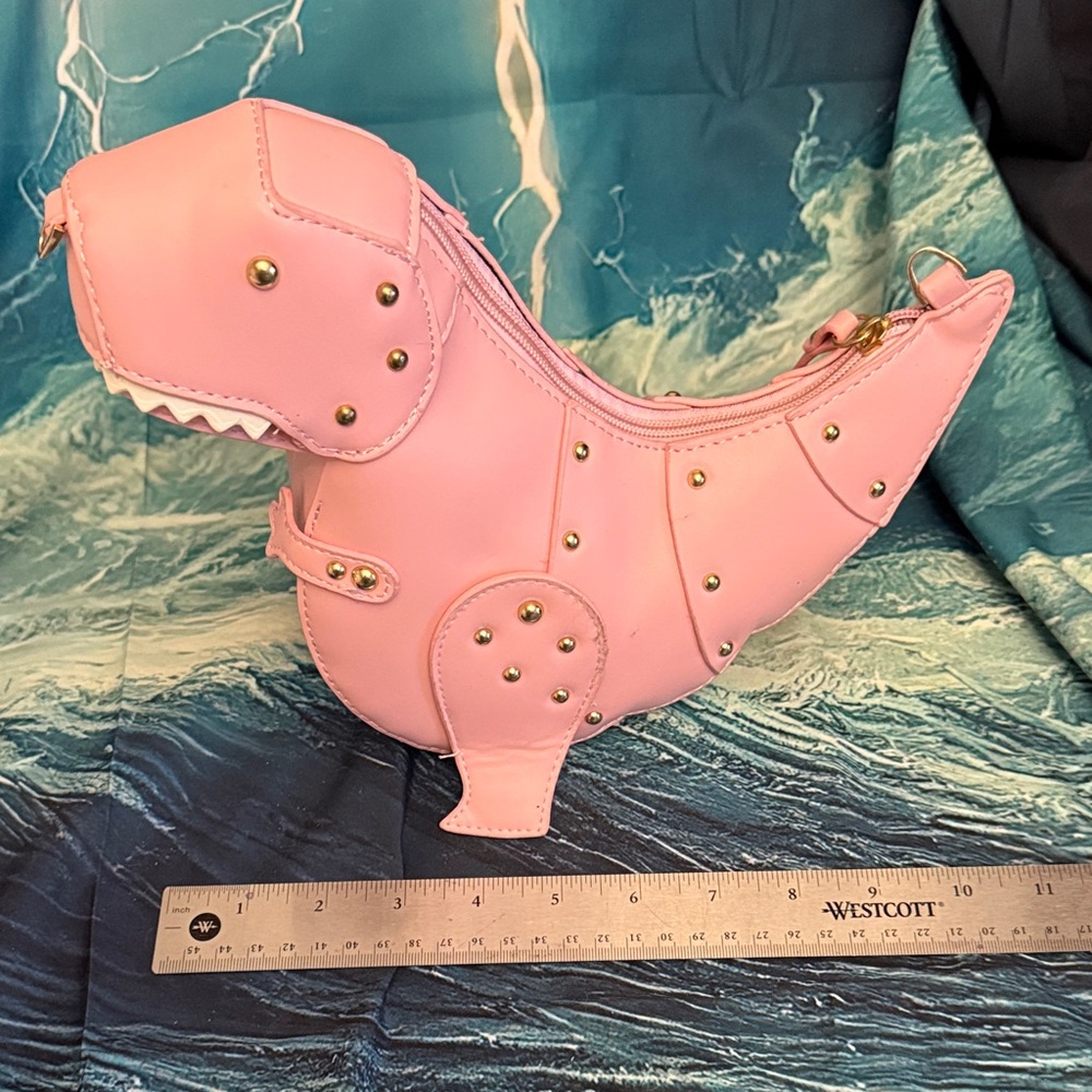 Pink Dino Crossbody Bag - Cute Novelty Shoulder Purse - Picture 1 of 6
